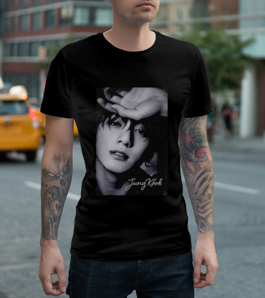Jungkook BTS Iconic Style Black And White T-Shirt