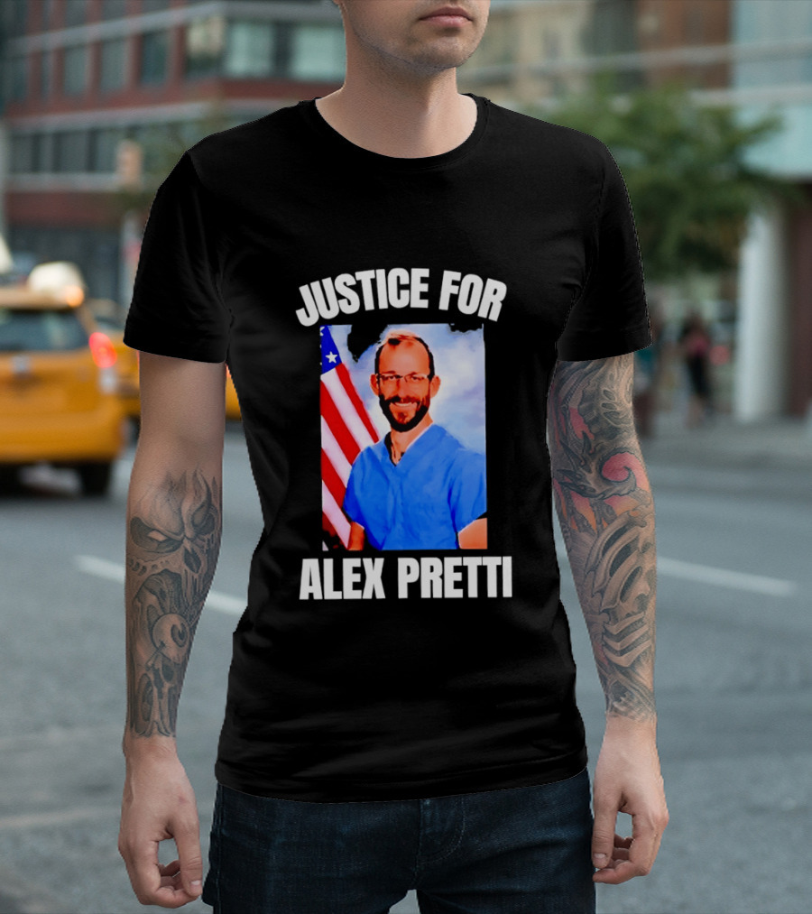 Justice For Alex Pretti American Flag T-Shirt
