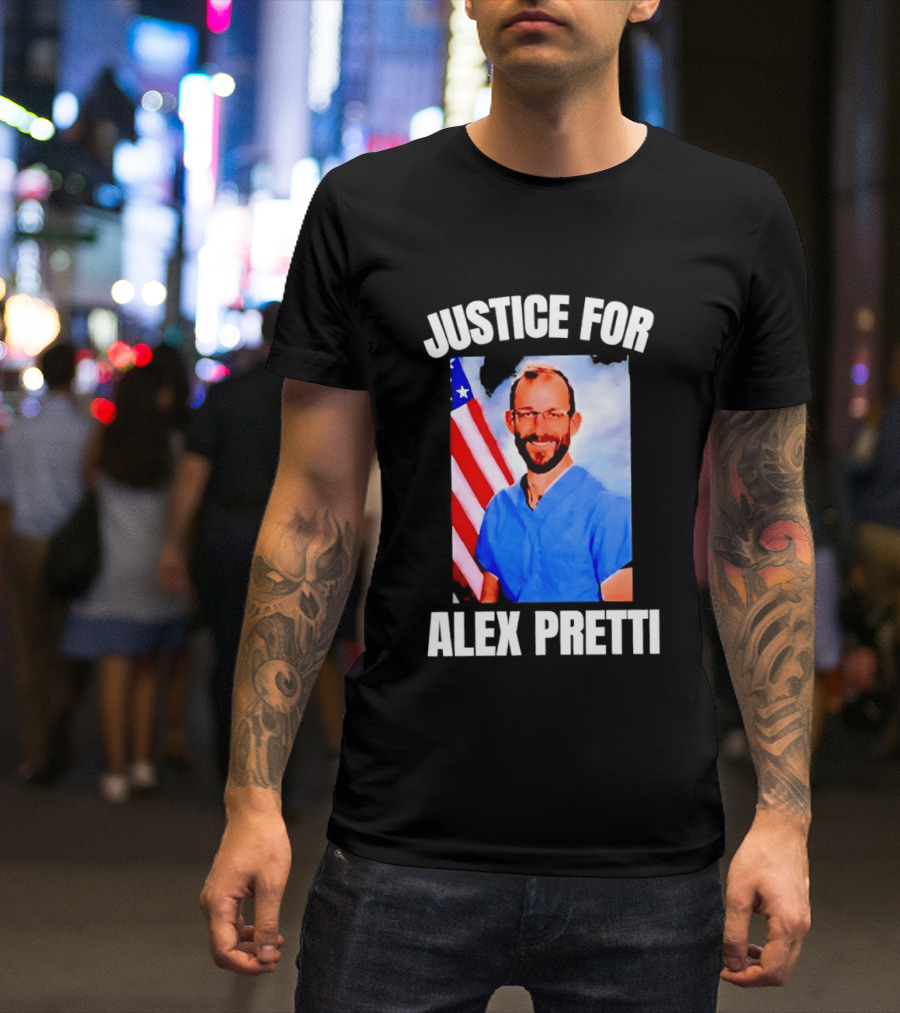 Justice For Alex Pretti American Flag T-Shirt