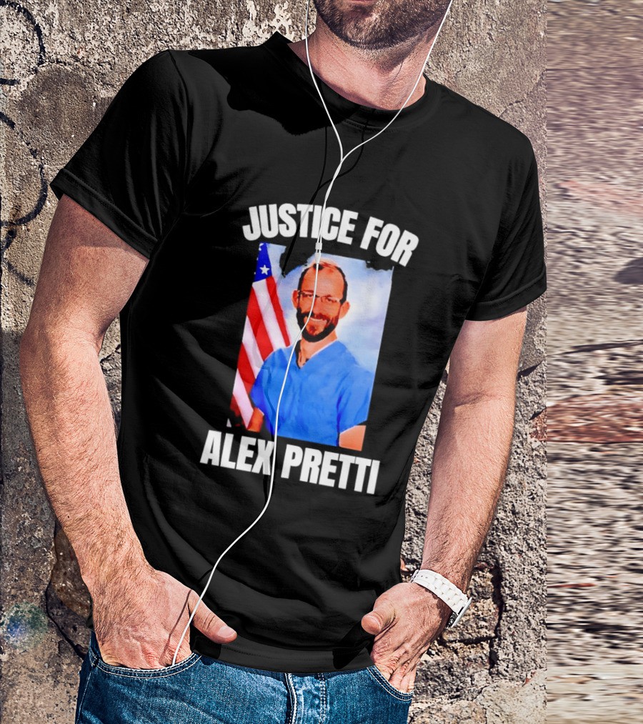Justice For Alex Pretti American Flag T-Shirt