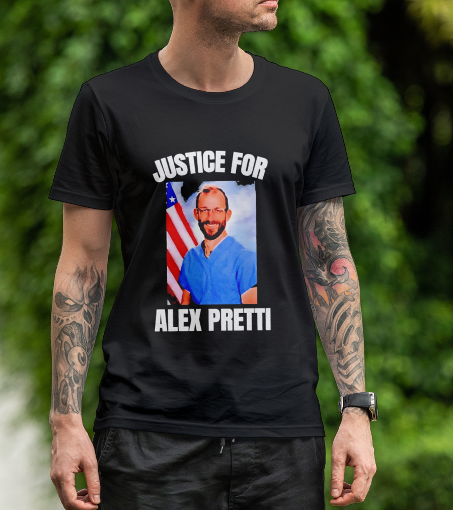 Justice For Alex Pretti American Flag T-Shirt
