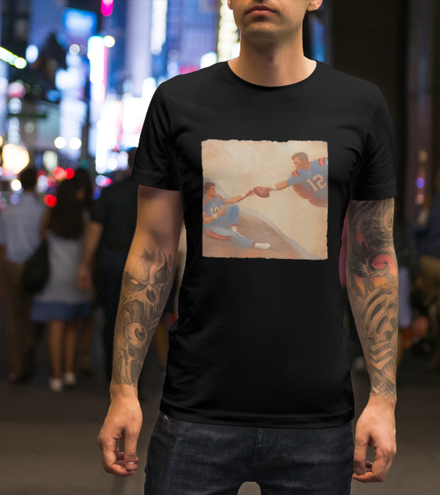 The Creation Of Tom Brady Passing Football To Drake Maye T-Shirt