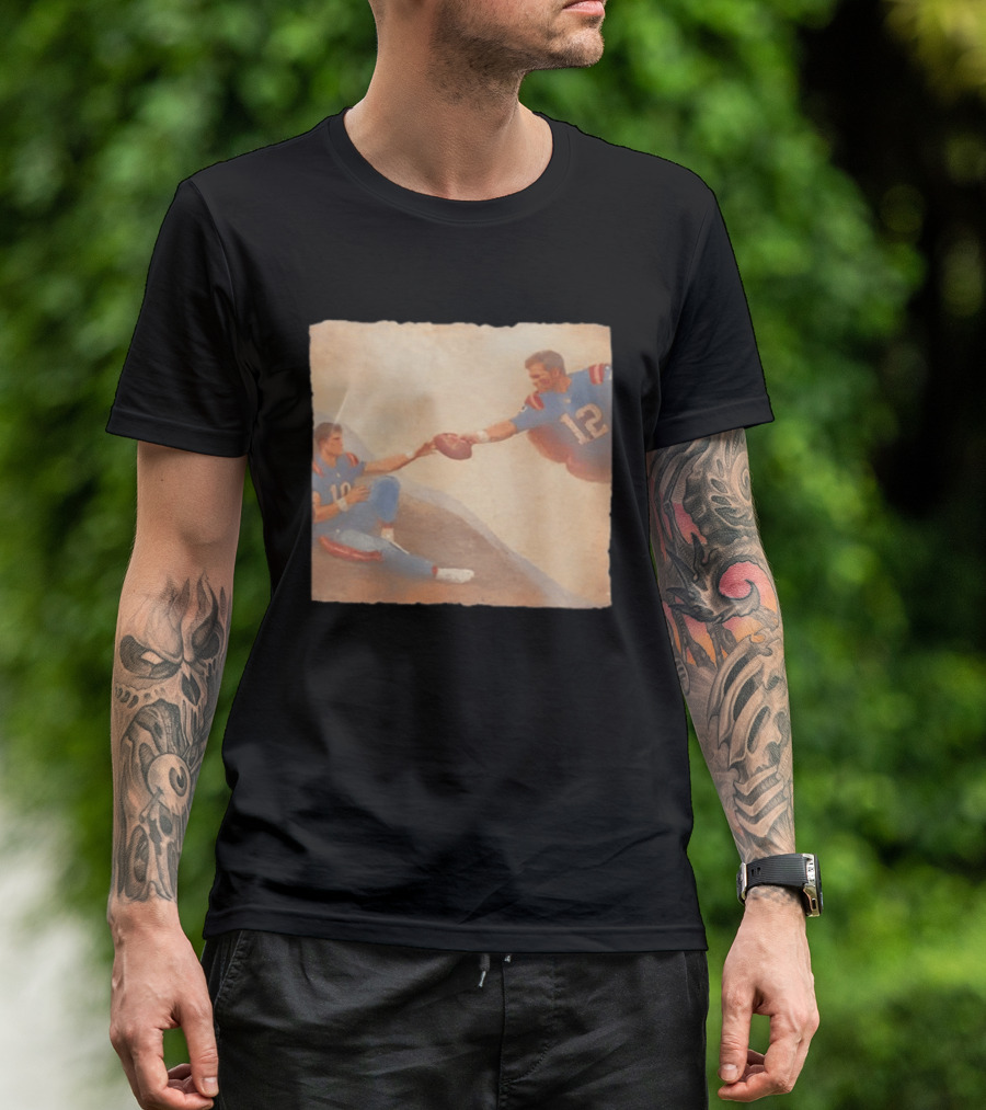 The Creation Of Tom Brady Passing Football To Drake Maye T-Shirt