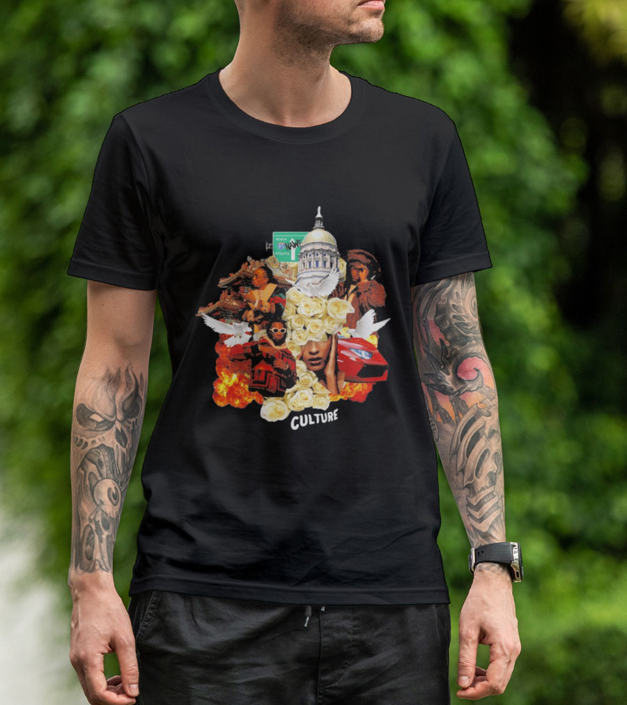Bravado Migos Culture Album Cover Atlanta Capitol Roses Collage T-Shirt