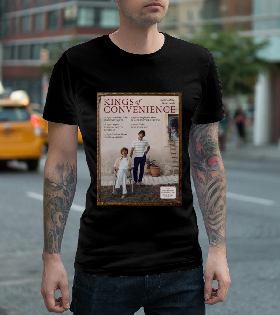 Kings Of Convenience Turne Estiva Italia 2026 Monfortinjazz Ferrara Tener A Mente Teatro Greco Festival T-Shirt
