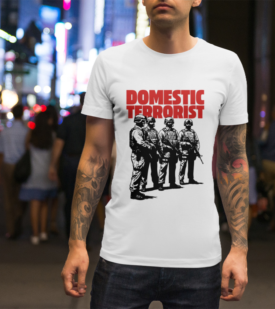 Domestic Terrorist Abolish ICE Tactical Units Silhouette Protest T-Shirt