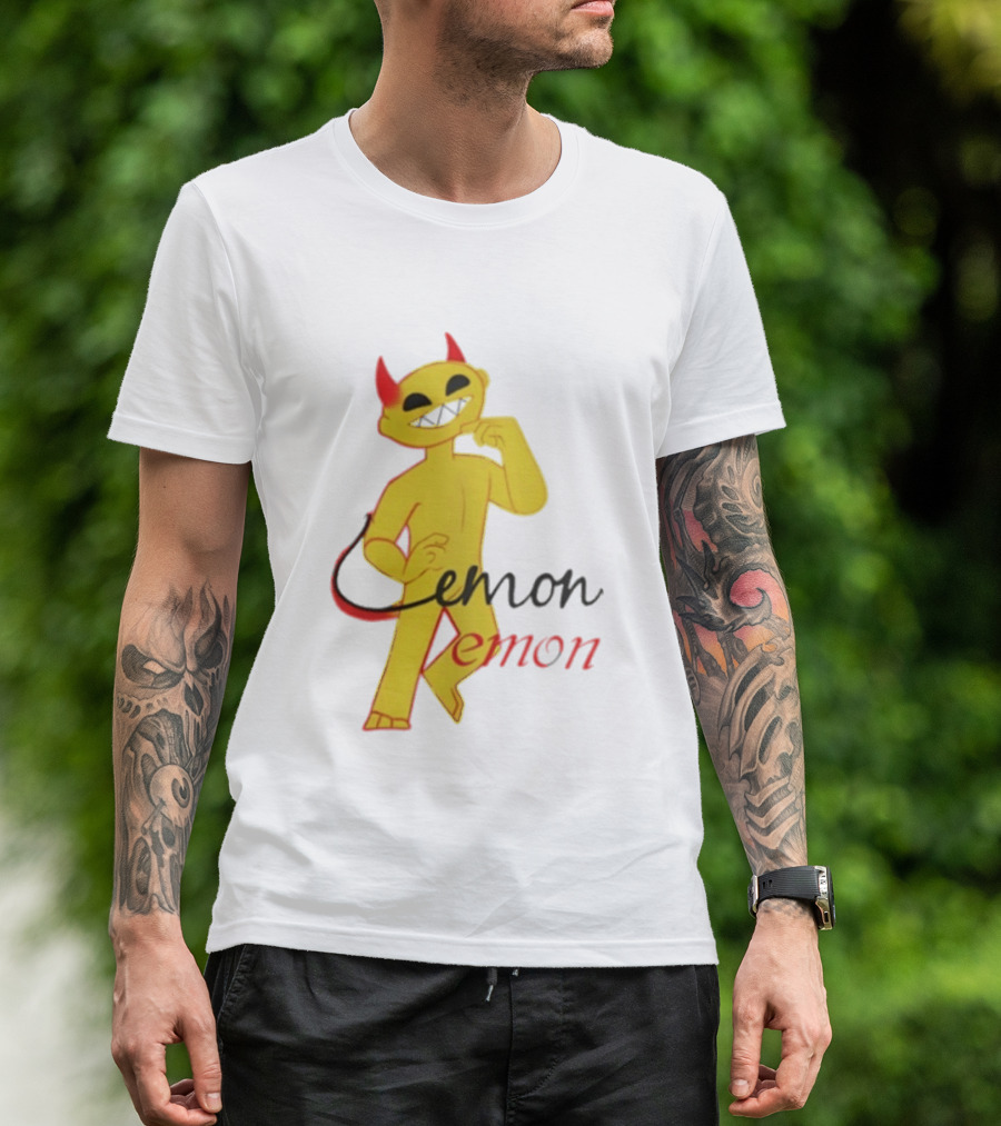 Demon Heavy Blend Lemon Demon Red Horns Yellow T-Shirt