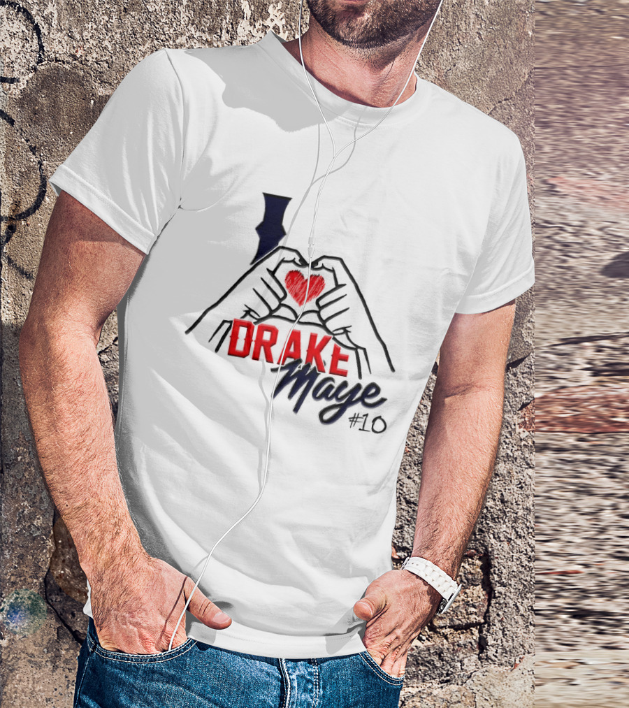 I Love Drake Maye #10 Heart Hands New England Patriots T-Shirt