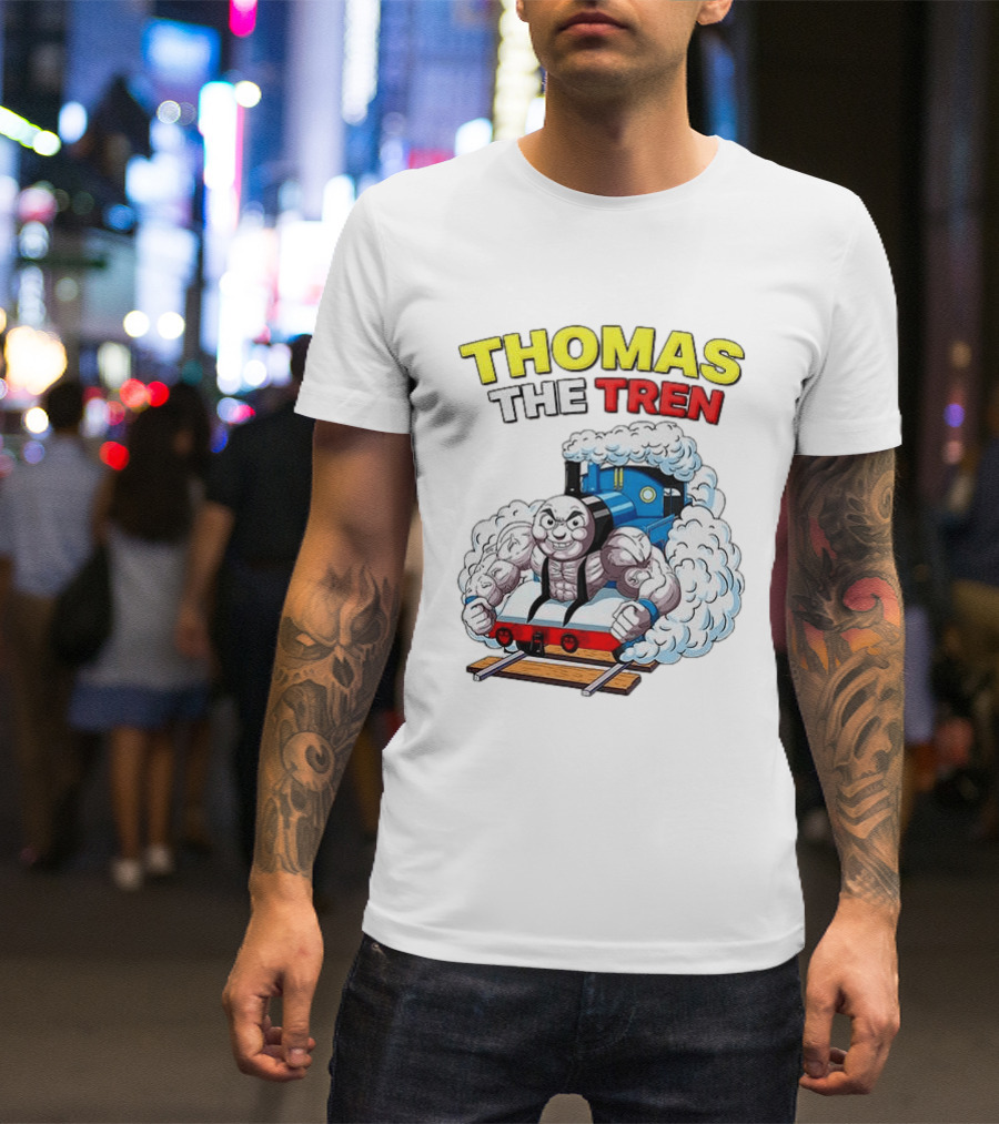 THOMAS THE TREN Cartoon Muscular Engine Puffing Steam T-Shirt