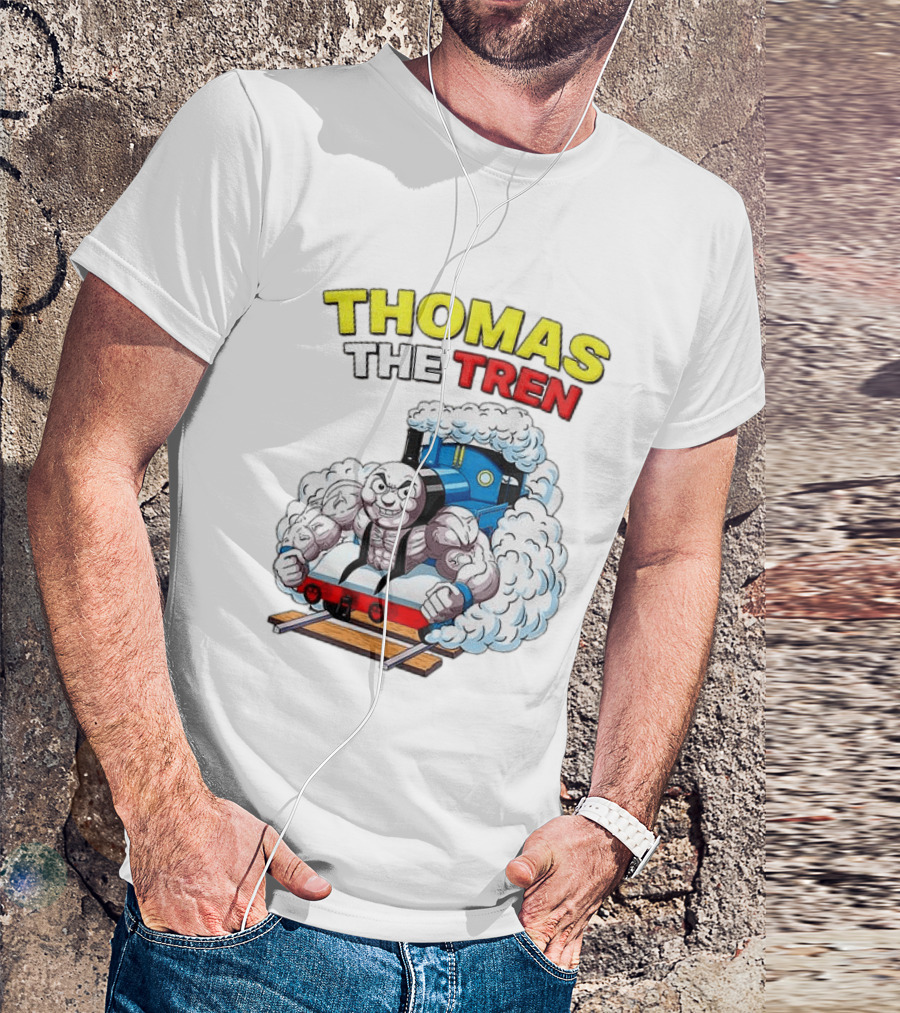 THOMAS THE TREN Cartoon Muscular Engine Puffing Steam T-Shirt