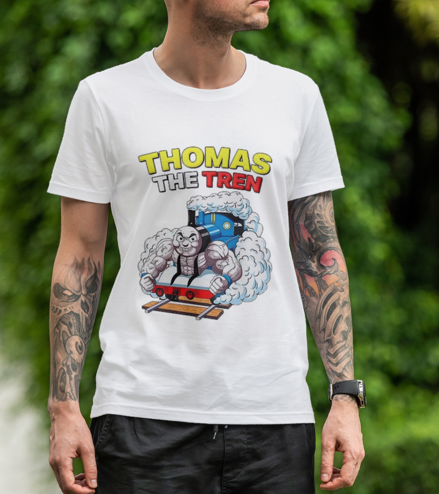 THOMAS THE TREN Cartoon Muscular Engine Puffing Steam T-Shirt