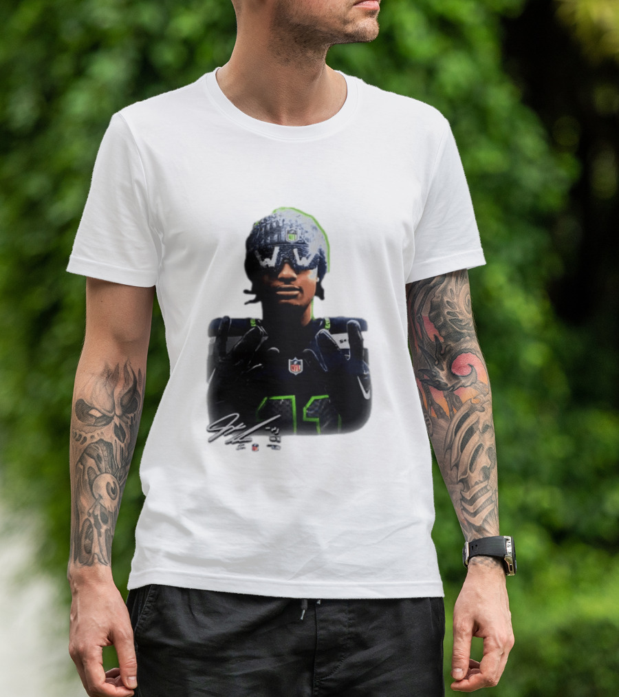 Jaxon Smith Njigba Seattle Seahawks Beanie Bling WW Sunglasses NFL Player Signature T-Shirt