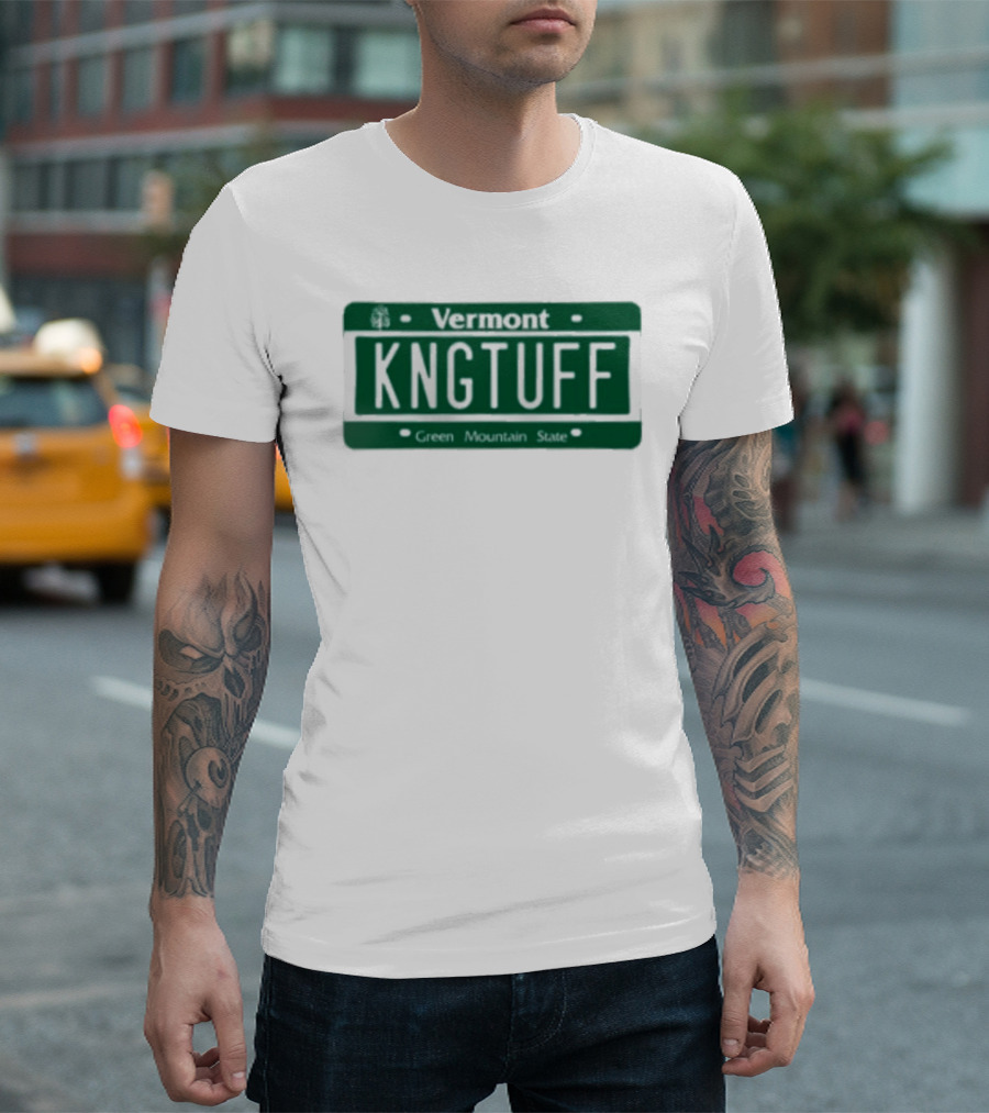 Vermont Kngtuff Green Mountain State License Plate T-Shirt