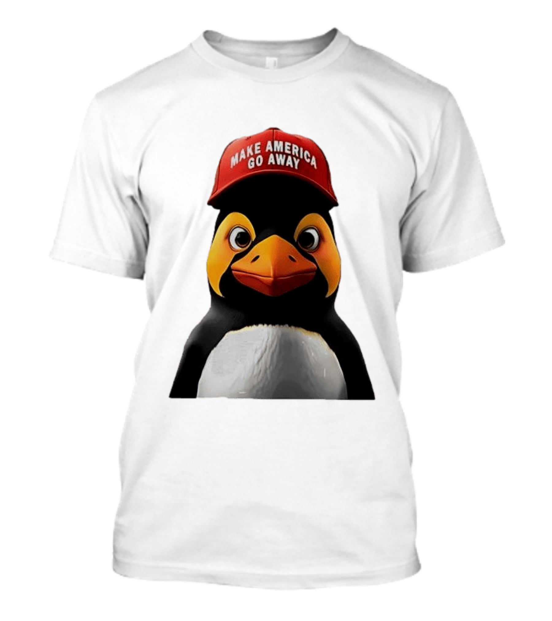 Make America Go Away Red Hat Penguin Iconic Humor T-Shirt