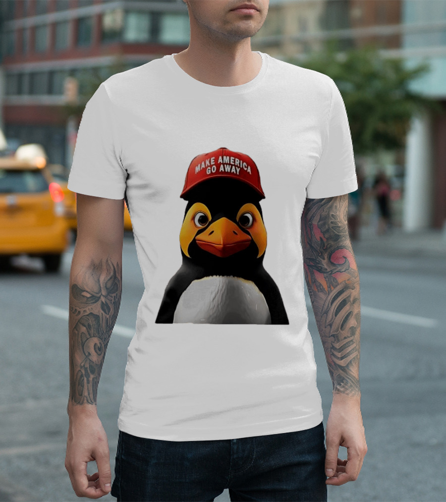 Make America Go Away Red Hat Penguin Iconic Humor T-Shirt