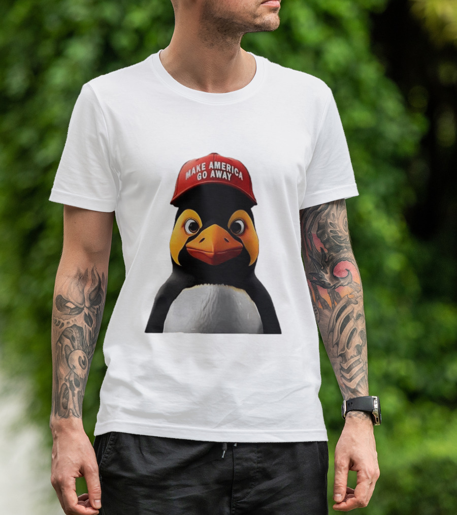 Make America Go Away Red Hat Penguin Iconic Humor T-Shirt