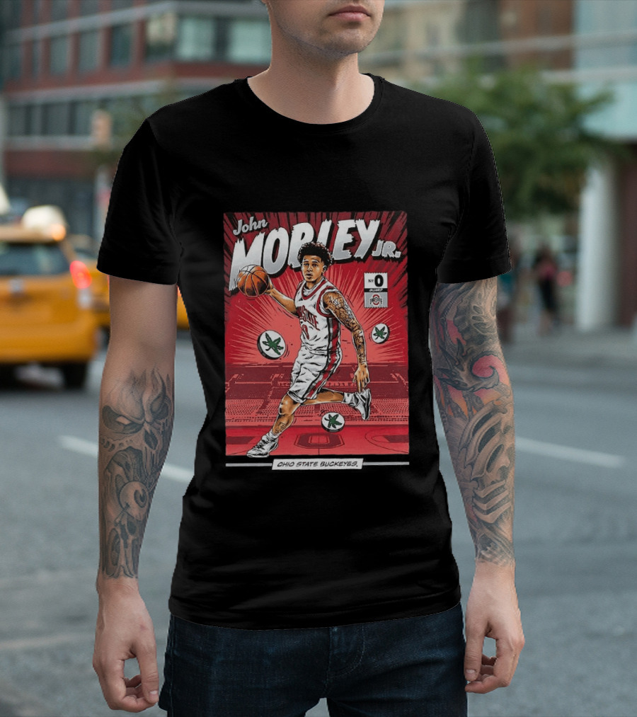 John Mobley Jr Ohio State Buckeyes NCAA Basketball Number 0 Comic T-Shirt