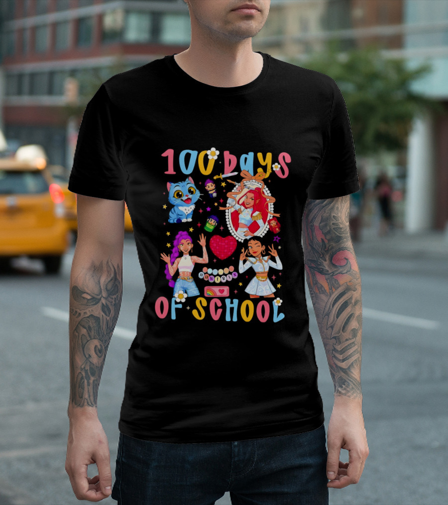 100 Days Of School Colorful Kpop Style Celebration T-Shirt