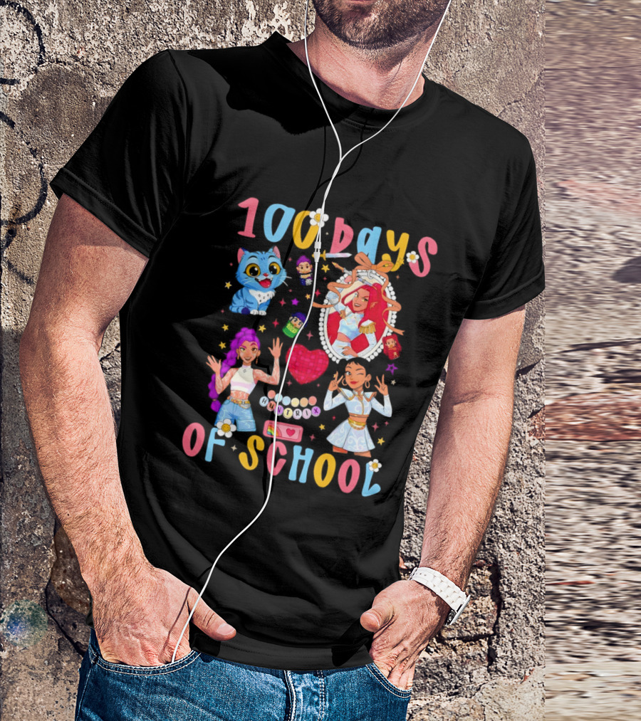 100 Days Of School Colorful Kpop Style Celebration T-Shirt