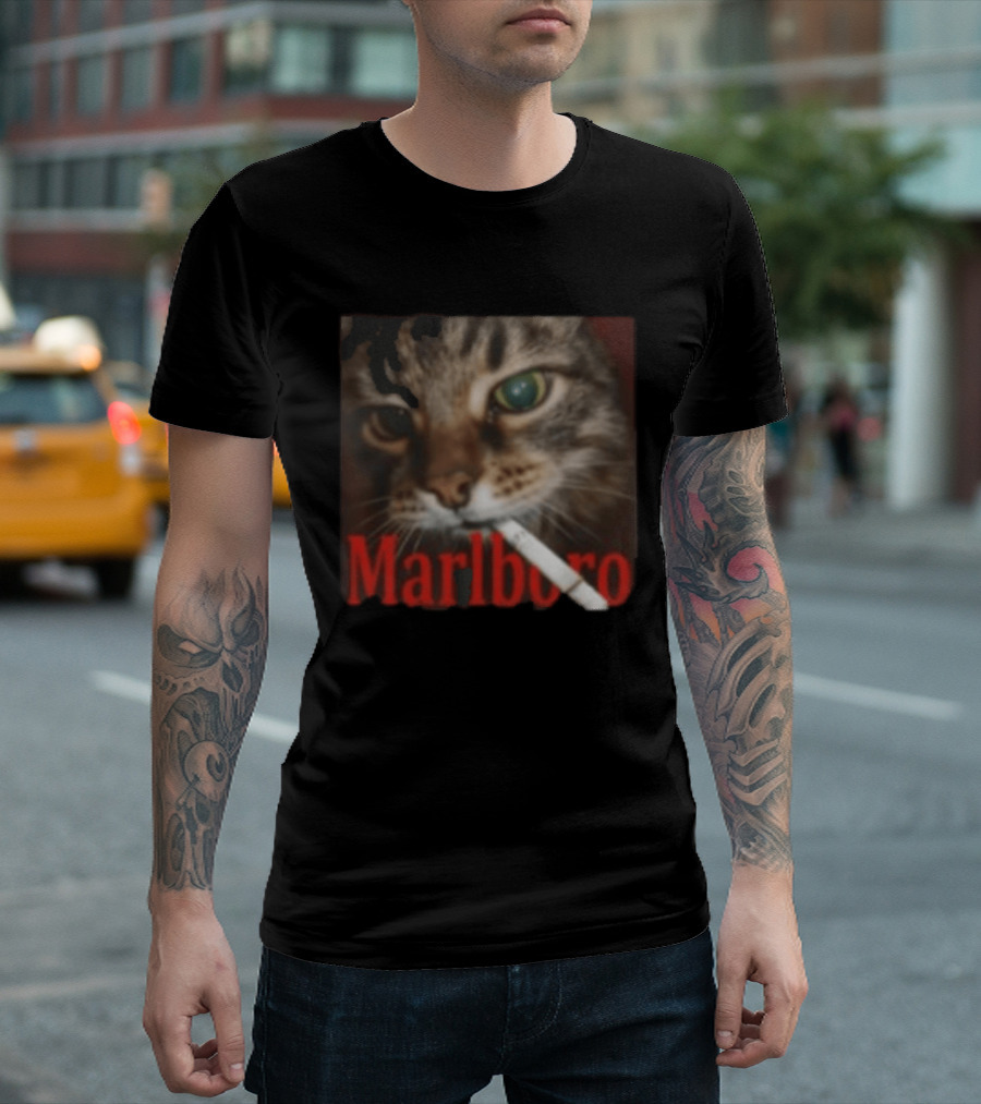 Marlboro Cat Smoking Image T-Shirt