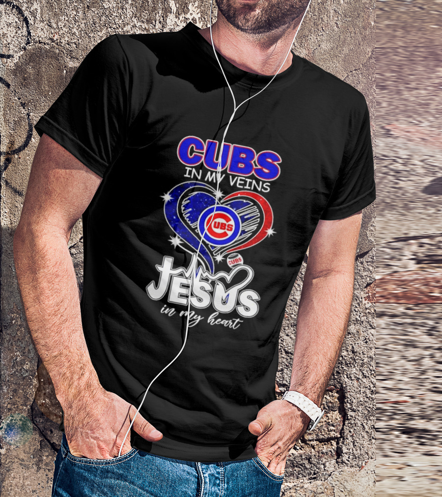 Cubs In My Veins Jesus In My Heart Chicago Baseball Team Faithful T-Shirt