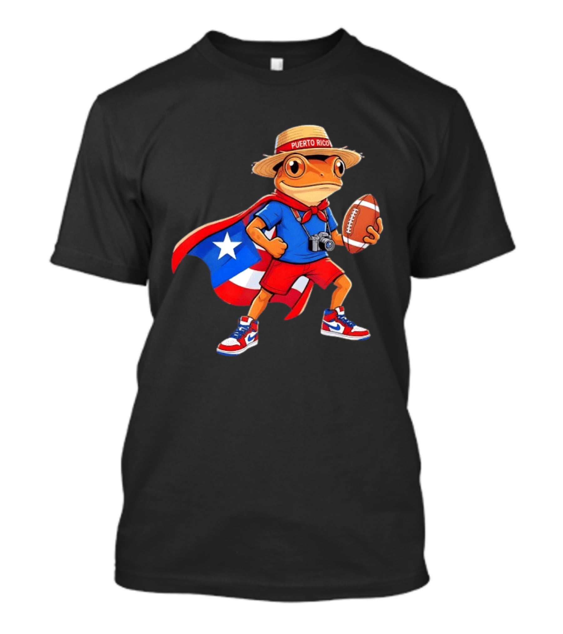Coqui Frog Puerto Rico Flag Boricua Football Puerto Rican Heritage T-Shirt