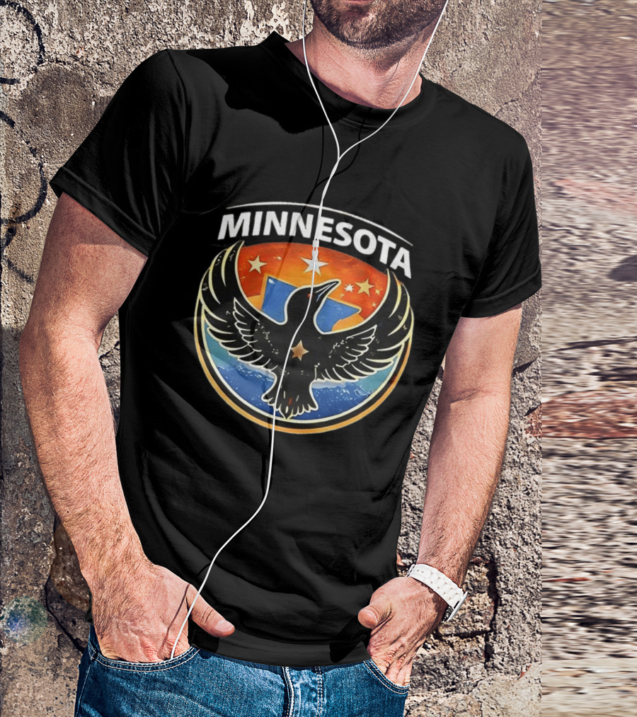 Minnesota Rebel Alliance Star Emblem Black Bird And Starry Shield T-Shirt