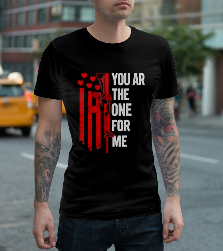 You Ar The One For Me Red Hearts Flag Visual T-Shirt