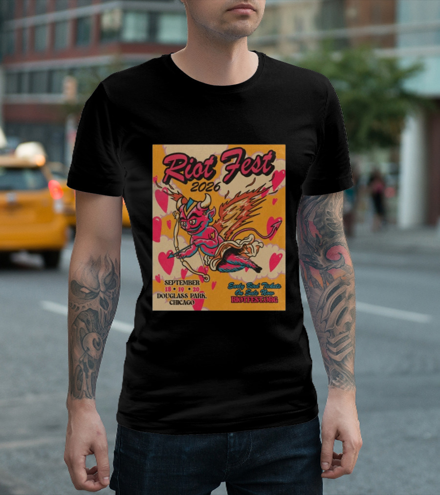 Riot Fest 2026 Douglass Park Chicago Sep 18 19 20 Devil Heart Wings T-Shirt