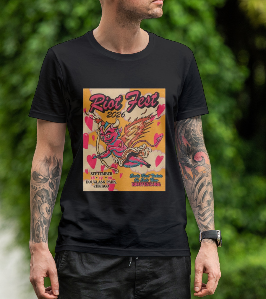 Riot Fest 2026 Douglass Park Chicago Sep 18 19 20 Devil Heart Wings T-Shirt
