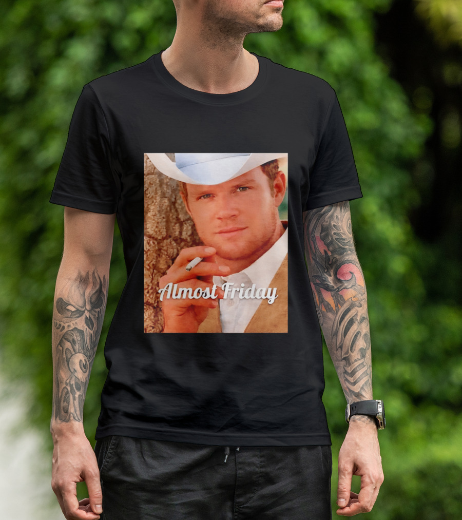 Almost Friday Cowboy Smoking Cigarette T-Shirt