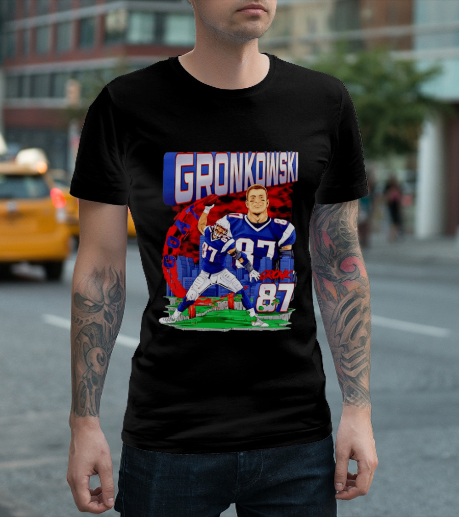 Gronkowski Goat 87 Football Player Tight End Action T-Shirt