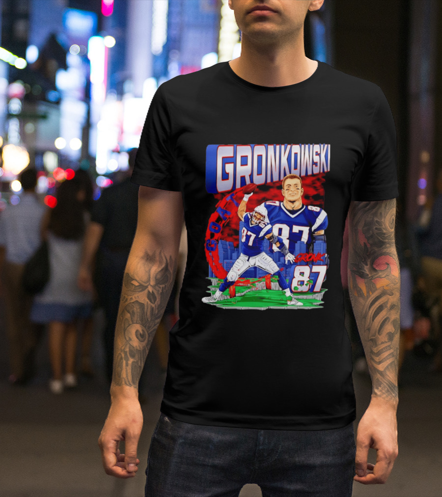 Gronkowski Goat 87 Football Player Tight End Action T-Shirt