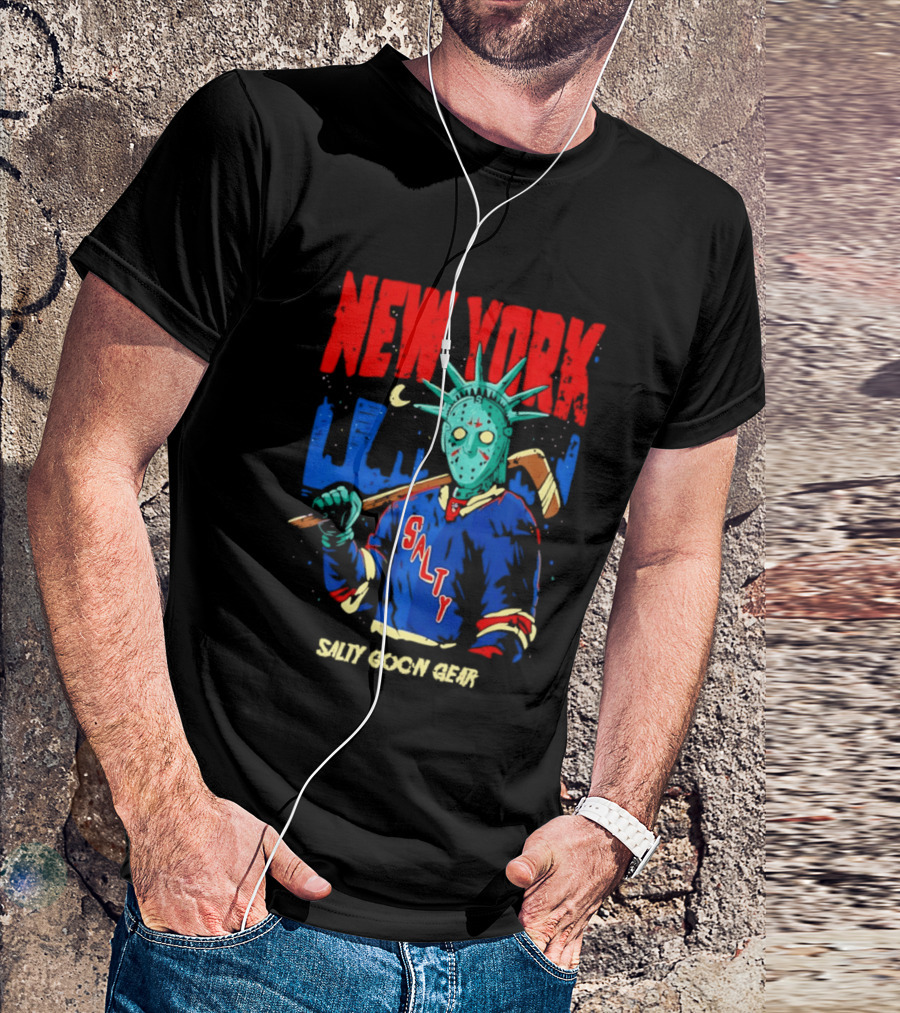 New York Salty Goon Liberty Mask Hockey Player Salty Goon Gear T-Shirt