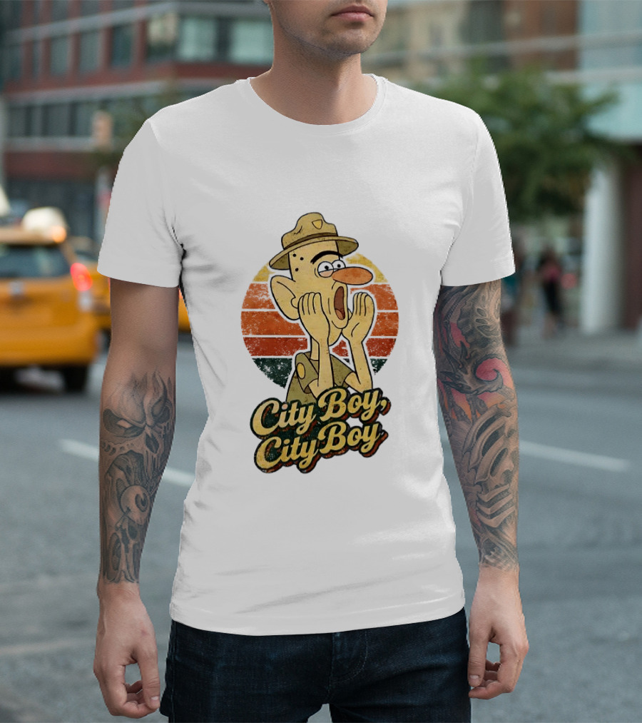 City Boy City Boy Gravity Falls Meme Retro Vintage Cartoon T-Shirt