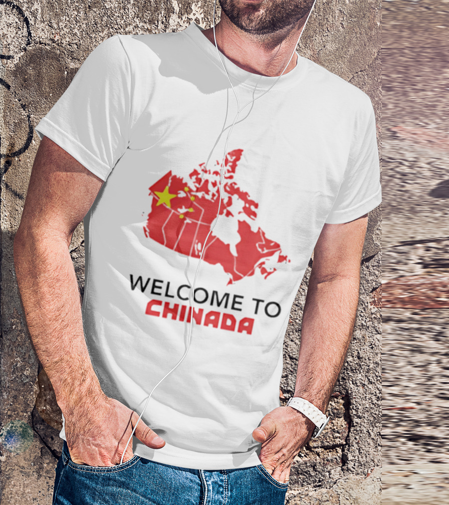 Welcome To Chinada Canada Map Redesign With Bold Text And Yellow Stars T-Shirt