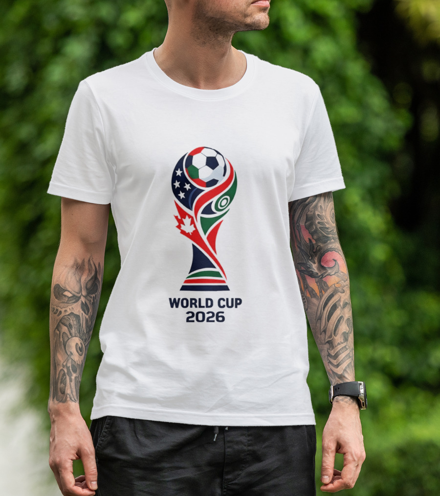 World Cup 2026 Trophy With Soccer Ball And Maple Leaf T-Shirt