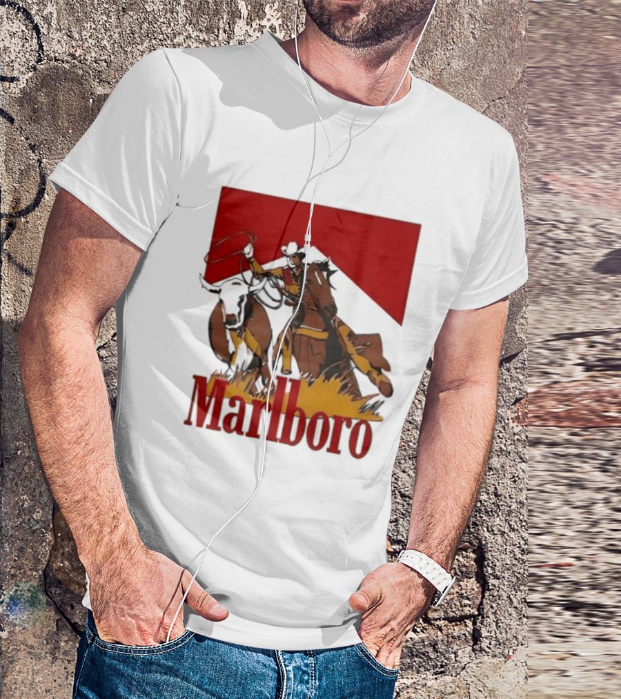 Marlboro Cowboy With Lasso Riding Horse Rugged Outdoors Adventure T-Shirt