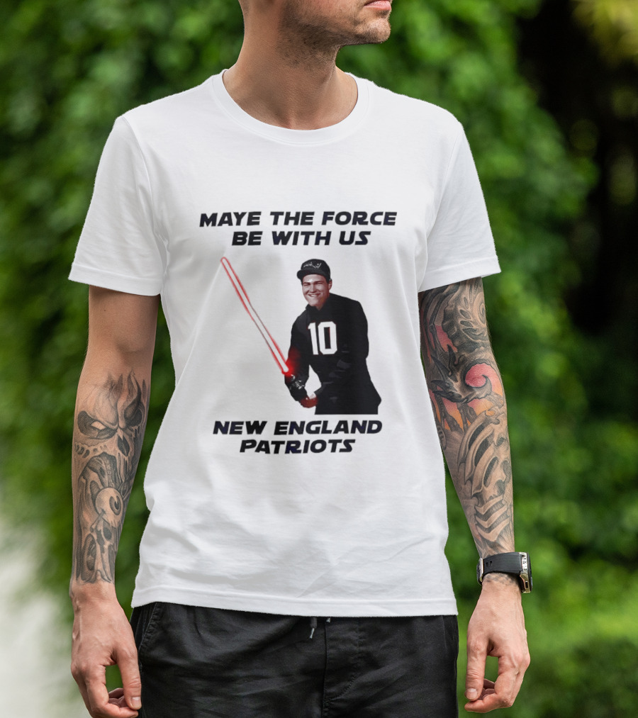 Maye The Force Be With Us New England Patriots Football Crossover Lightsaber T-Shirt