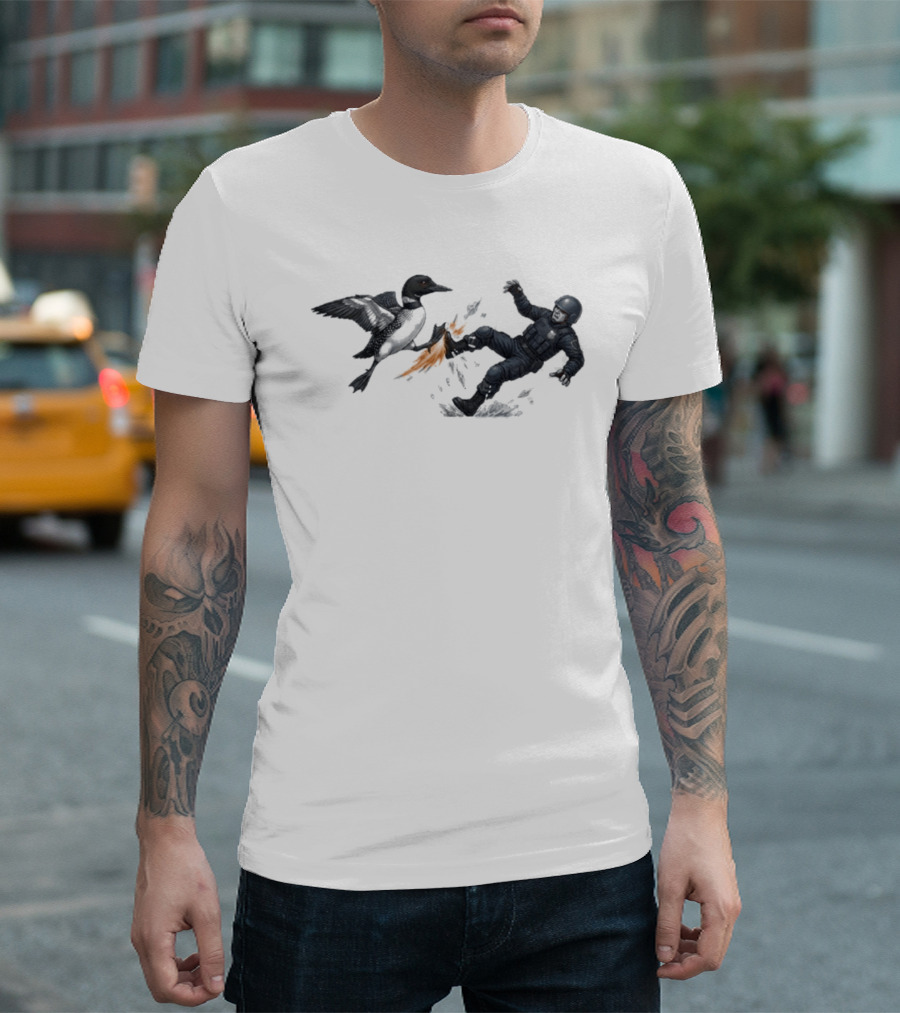 Minnesota Loon Vs ICE Wild Encounter Action Scene T-Shirt