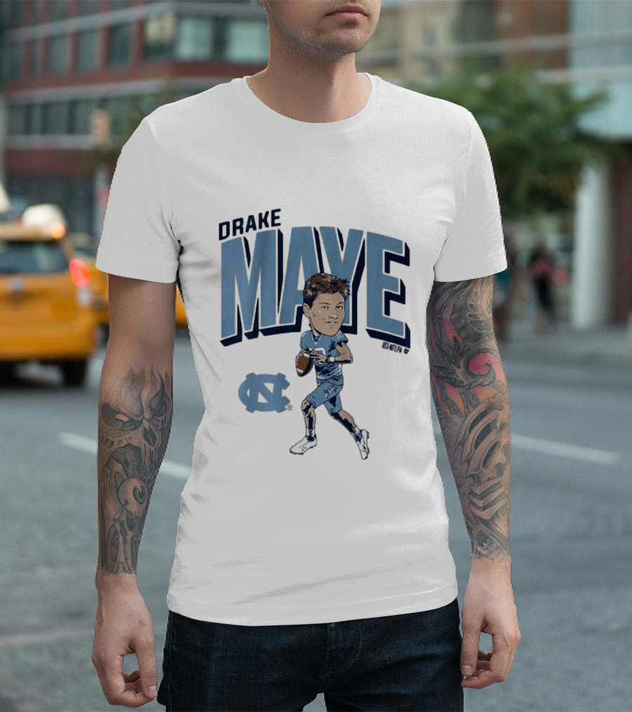 North Carolina Tar Heels Drake Maye Caricature Football Player T-Shirt