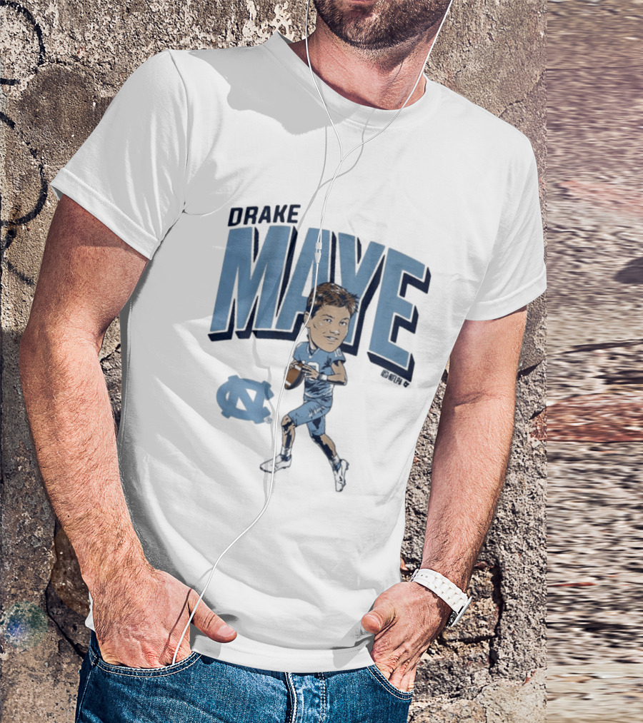 North Carolina Tar Heels Drake Maye Caricature Football Player T-Shirt