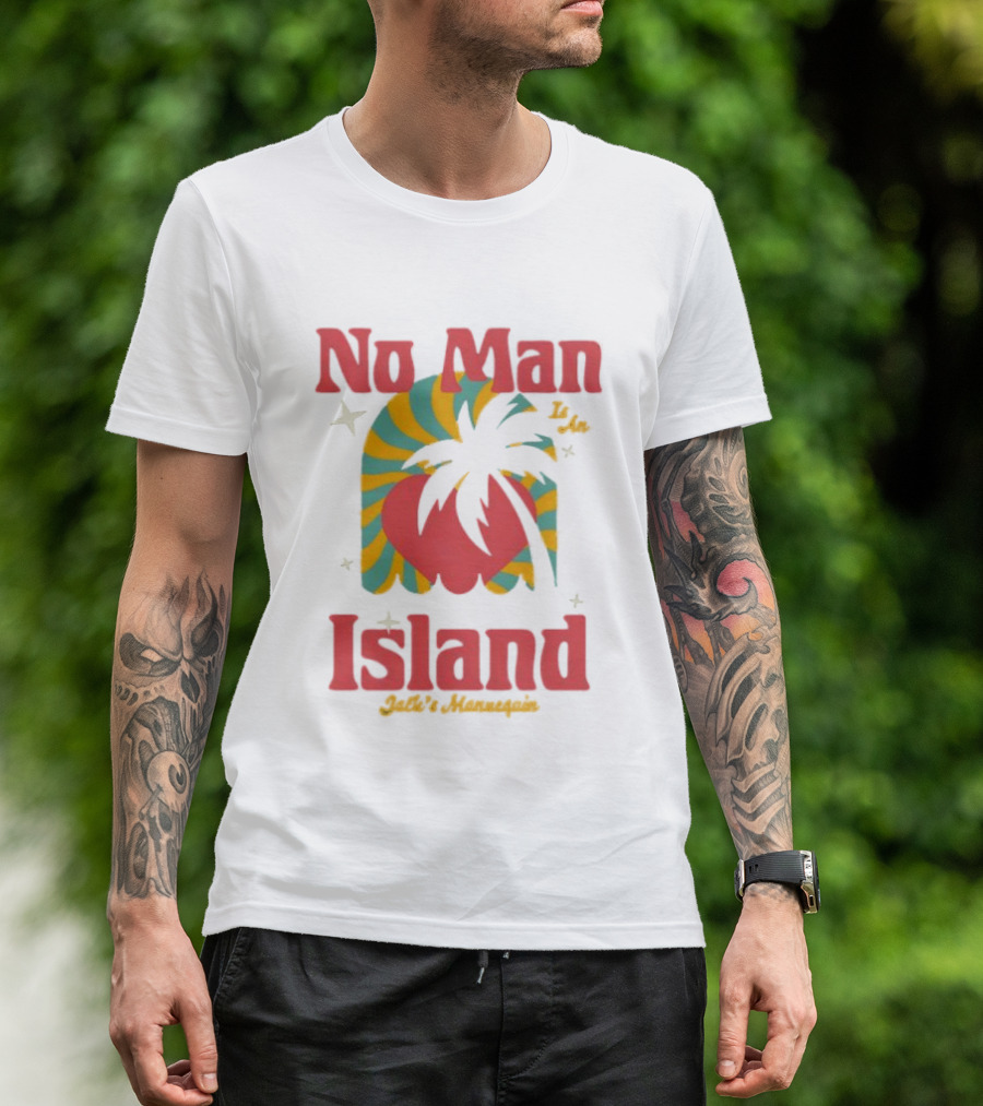 No Man Is An Island Jack's Mannequin Beachy Palm Tree Striped Heart Retro Vibes T-Shirt