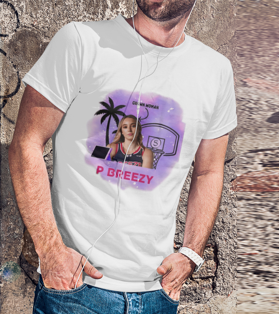 Grown Woman P Breezy Basketball Palm Tree T-Shirt