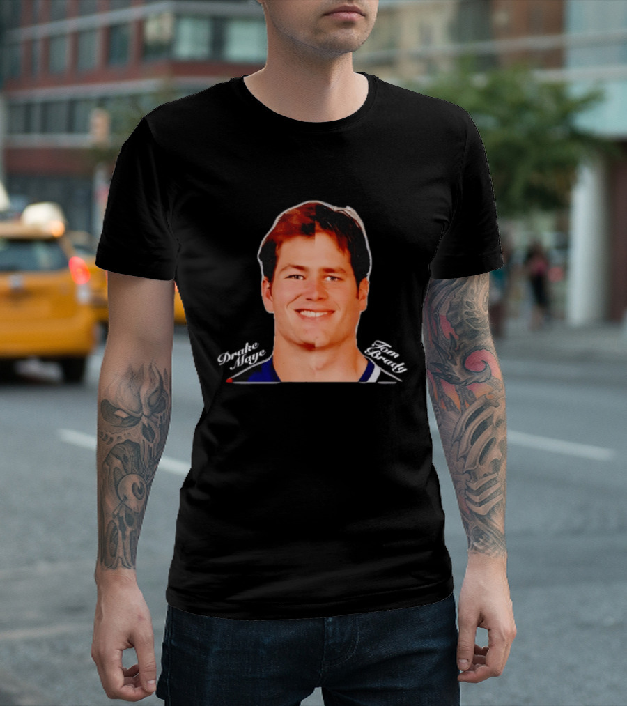 Drake Maye Tom Brady Face Mashup T-Shirt
