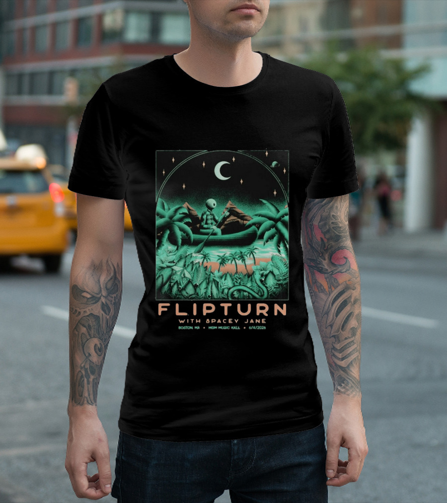 FLIPTURN With Spacey Jane MGM Music Hall Boston 6 4 2026 Art Alien Canoe Scene T-Shirt