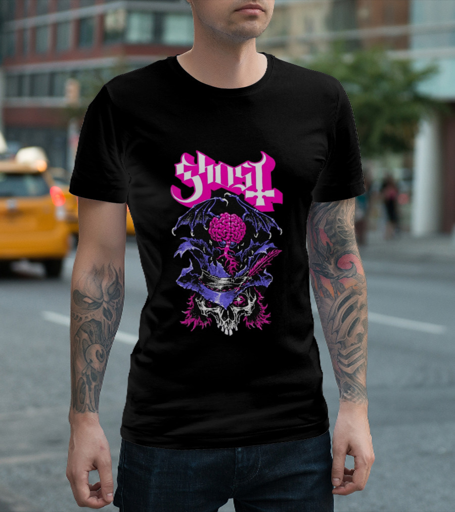 Ghost Bat Brain Skeleton Tour T-Shirt