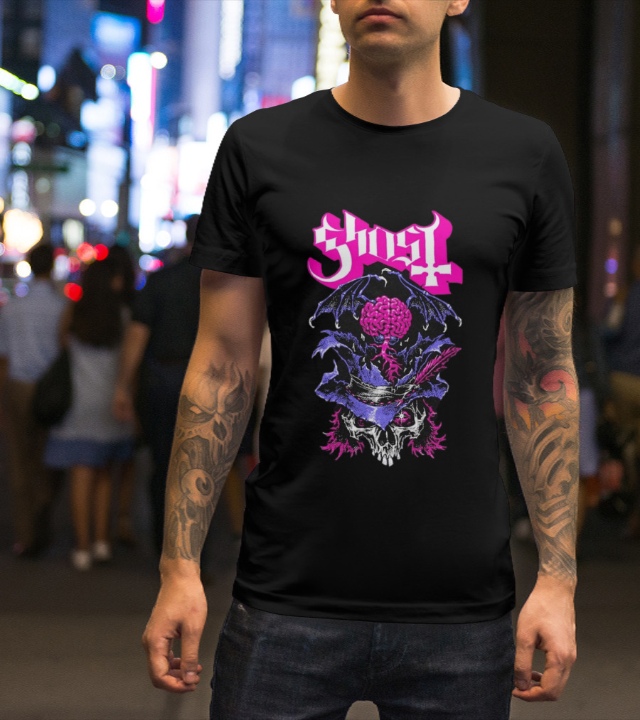 Ghost Bat Brain Skeleton Tour T-Shirt