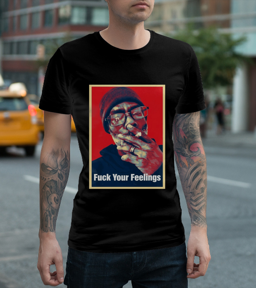 Uncle Clif Fuck Your Feelings Smoking Glasses Beanie Red T-Shirt