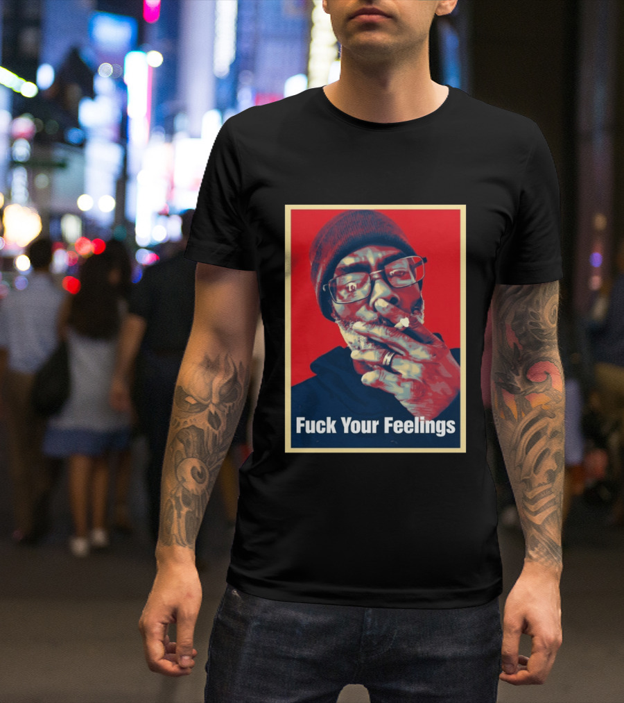 Uncle Clif Fuck Your Feelings Smoking Glasses Beanie Red T-Shirt